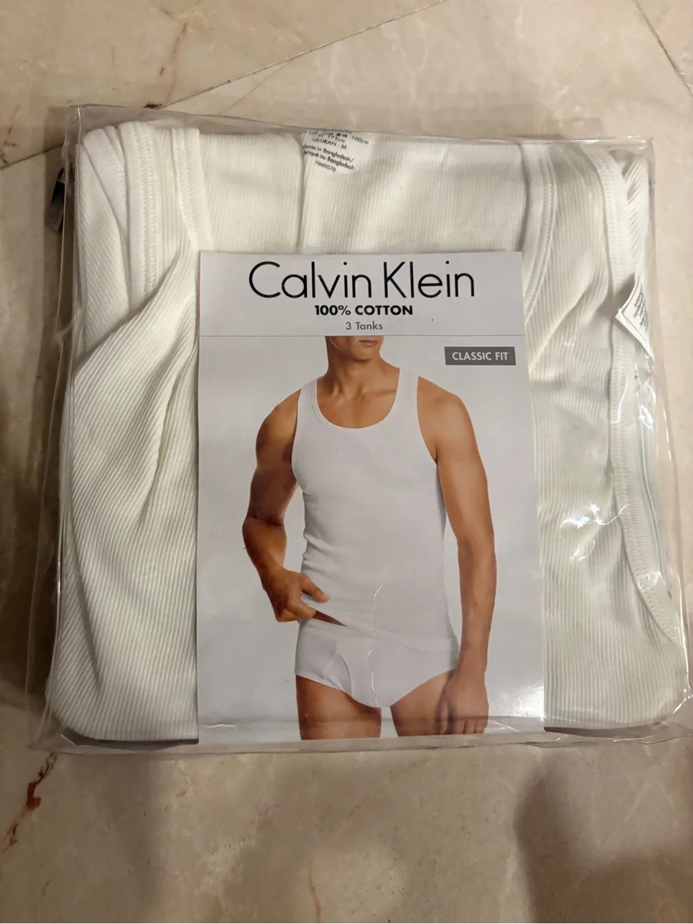 Calvin Klein White Men’s Ribbed Cotton Tank Tops (3-Pack) Classic Fit